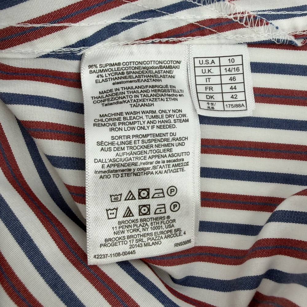 Brooks Brothers Womens Striped Supima Cotton Stretch Button Down Shirt Size 10 - Picture 6 of 9